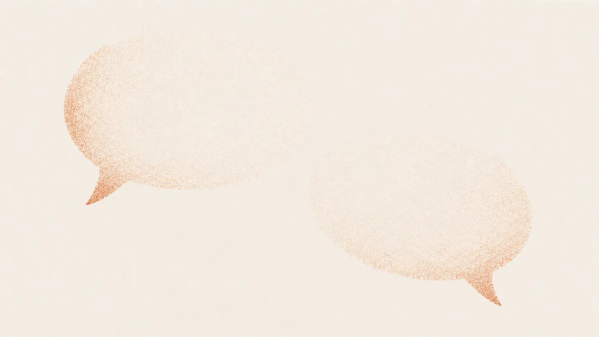 Два пустых облачка речи, тающие в бумаге